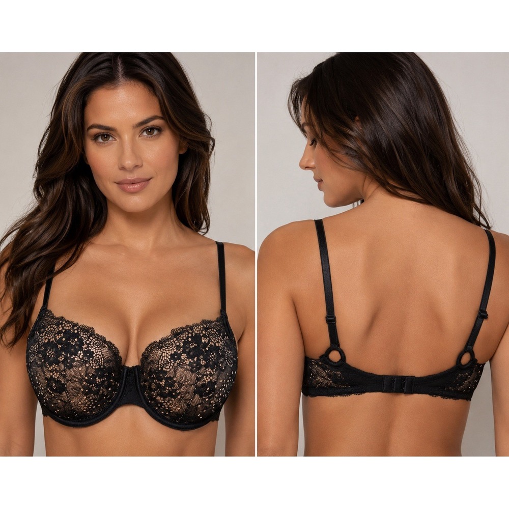VICTORIA SECRET Sexy Little Things Lace Push Rhinestones Underwire Floral 32D
